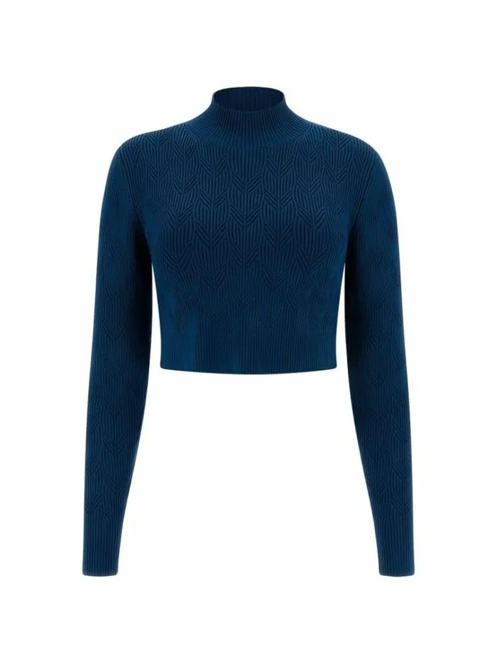 Women Marciano Rib Knit Sweater Blue Guess Knitwear And Sweatshirts
