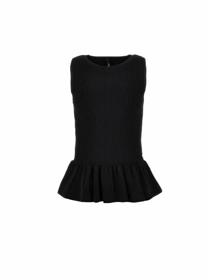 Women Marciano Rib Knit Sweater Top Black Guess Knitwear And Sweatshirts