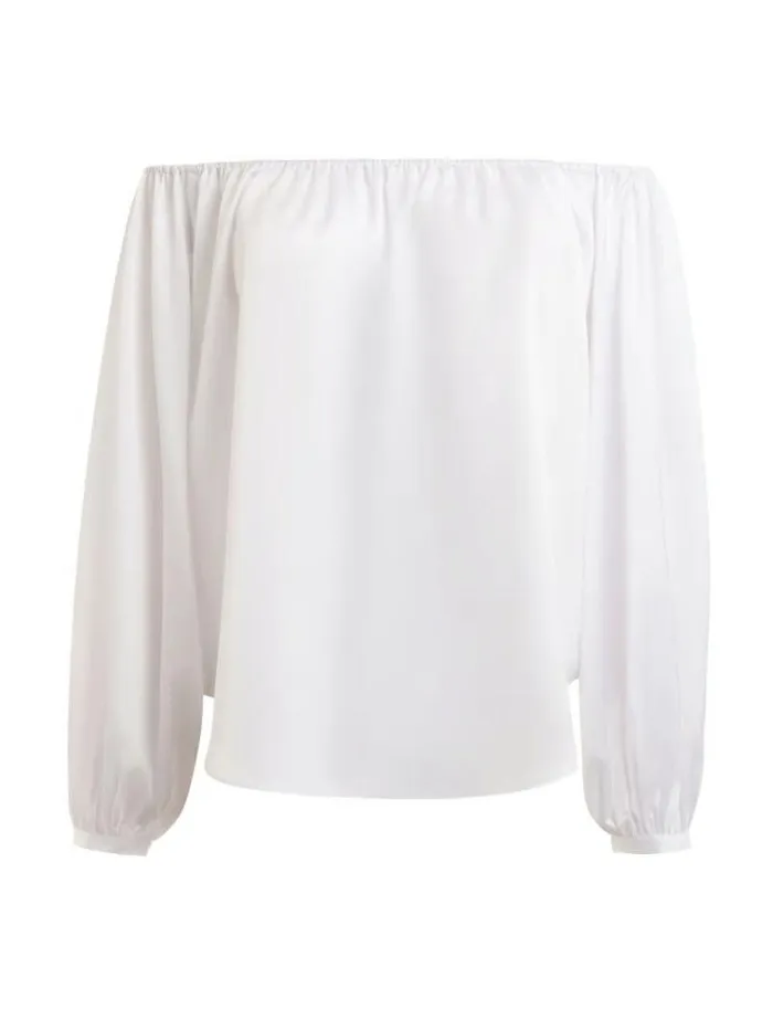 Women Marciano Satin Offshoulder Top White Guess Tops And Shirts