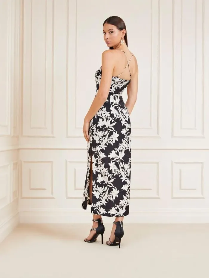 Women Marciano Satin Print Dress Black Multi Guess Dresses And Jumpsuits