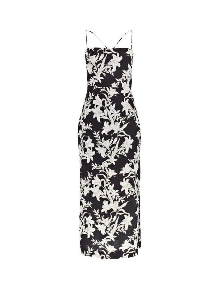 Women Marciano Satin Print Dress Black Multi Guess Dresses And Jumpsuits