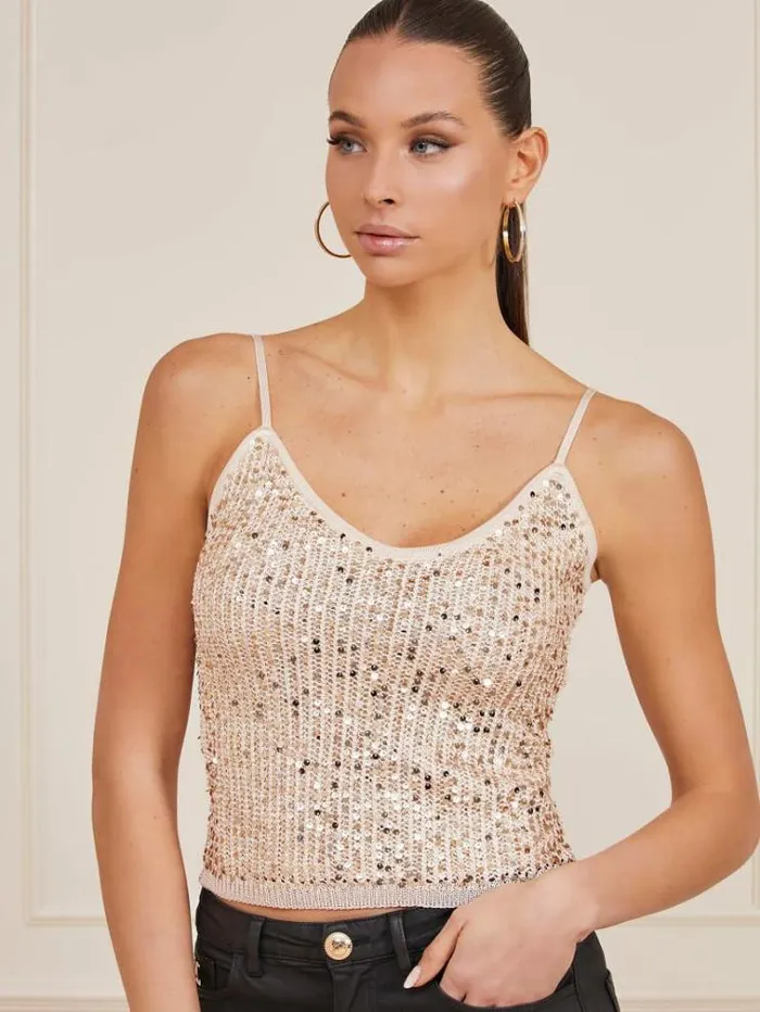 Women Marciano Sequins Top Multi Gold Guess Tops And Shirts