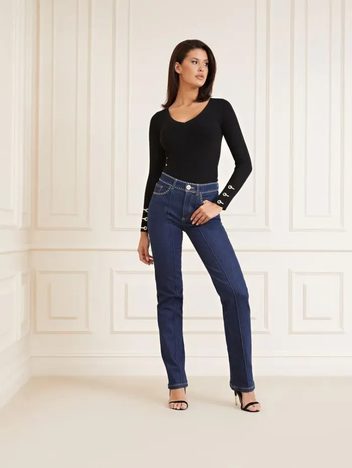Women Marciano Side Buttons Sweater Black Guess Knitwear And Sweatshirts