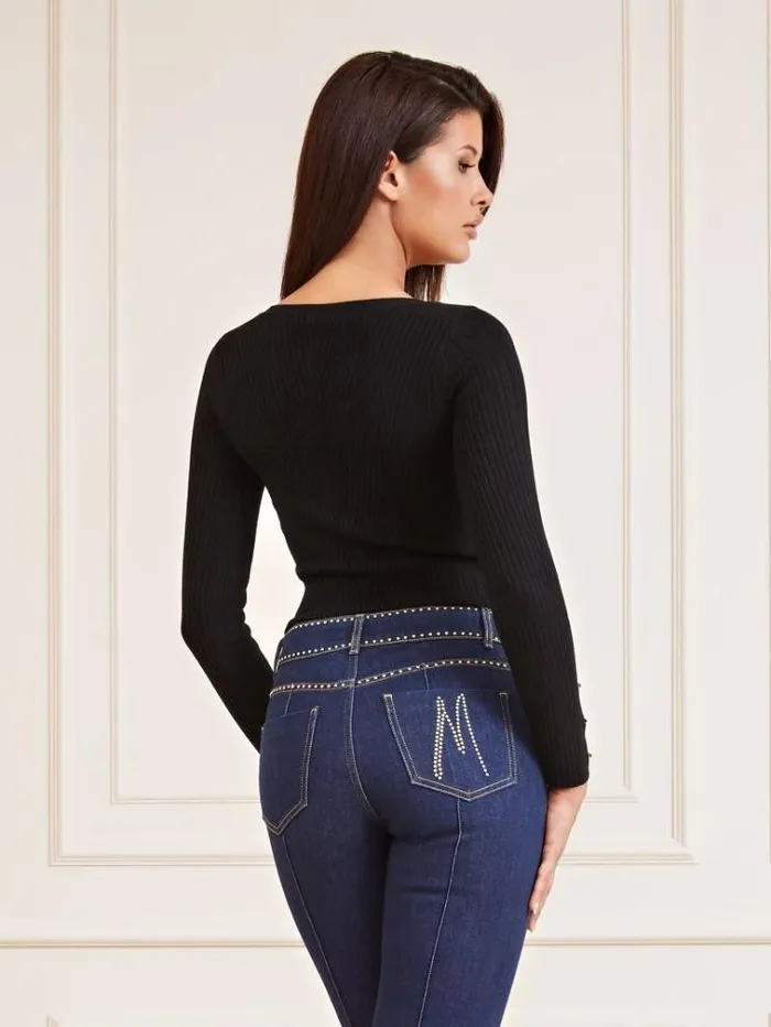 Women Marciano Side Buttons Sweater Black Guess Knitwear And Sweatshirts