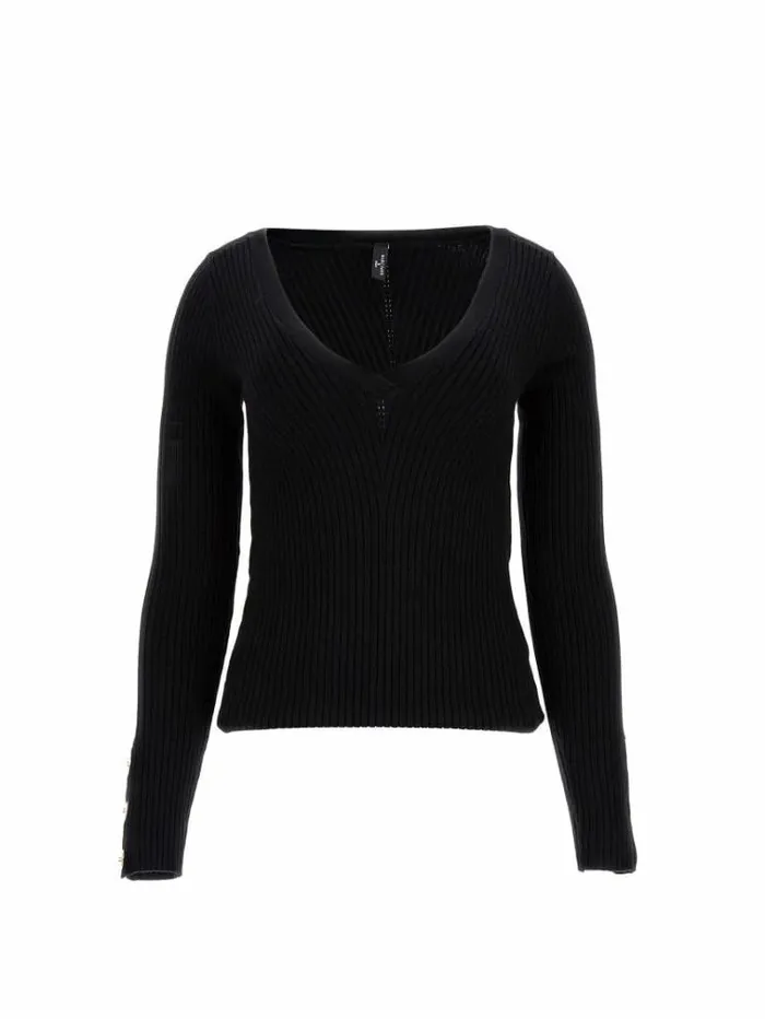 Women Marciano Side Buttons Sweater Black Guess Knitwear And Sweatshirts