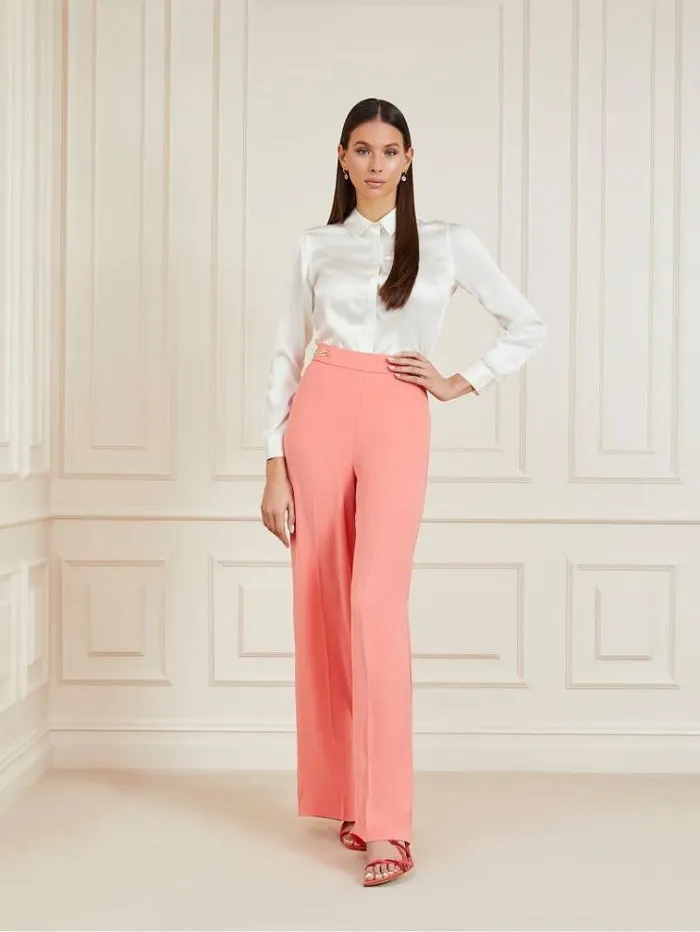 Women Marciano Silk Shirt White Guess Tops And Shirts