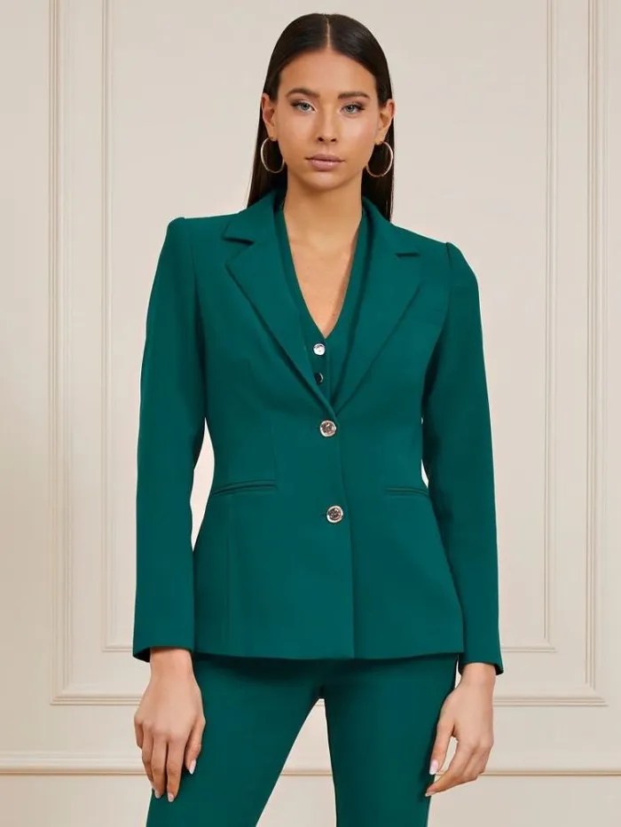 Women Marciano Singlebreasted Blazer Green Guess Coats And Jackets