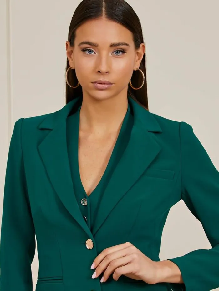 Women Marciano Singlebreasted Blazer Green Guess Coats And Jackets