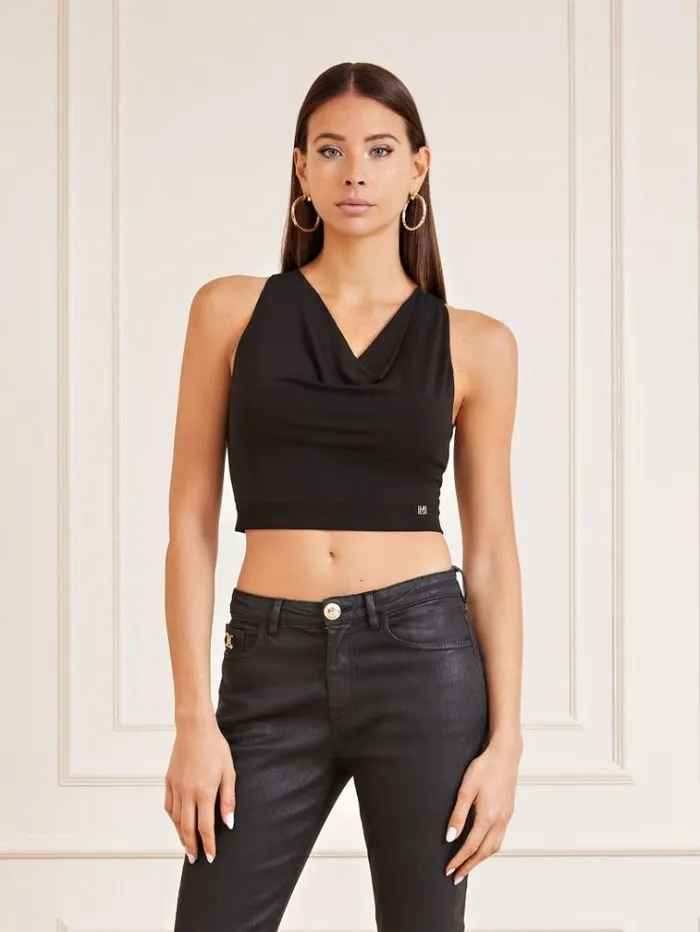 Women Marciano Soft Neckline Top Black Guess Tops And Shirts