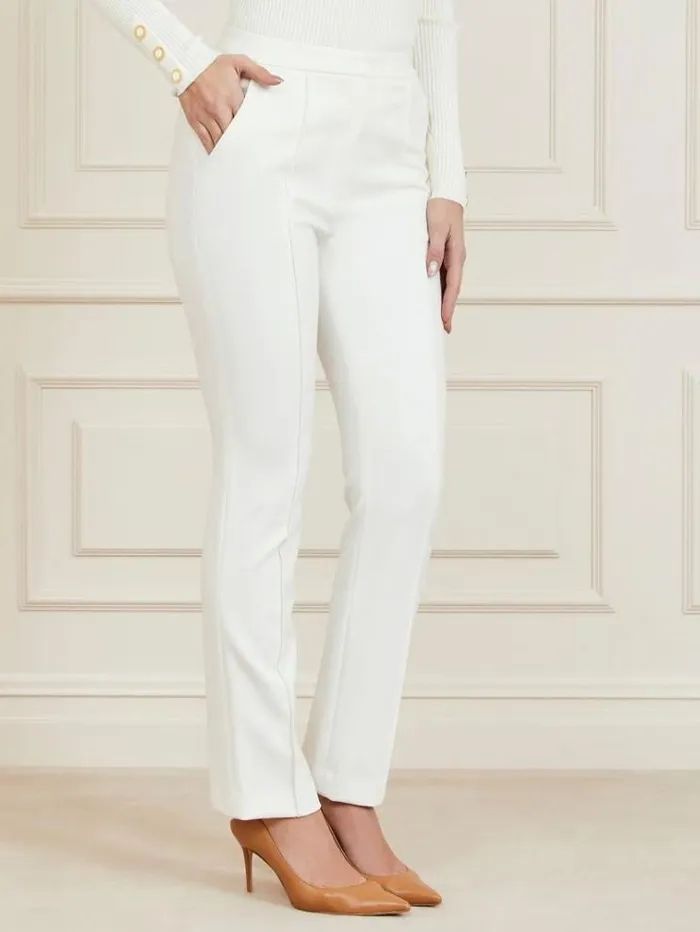 Women Marciano Straight Pant White Guess Trousers