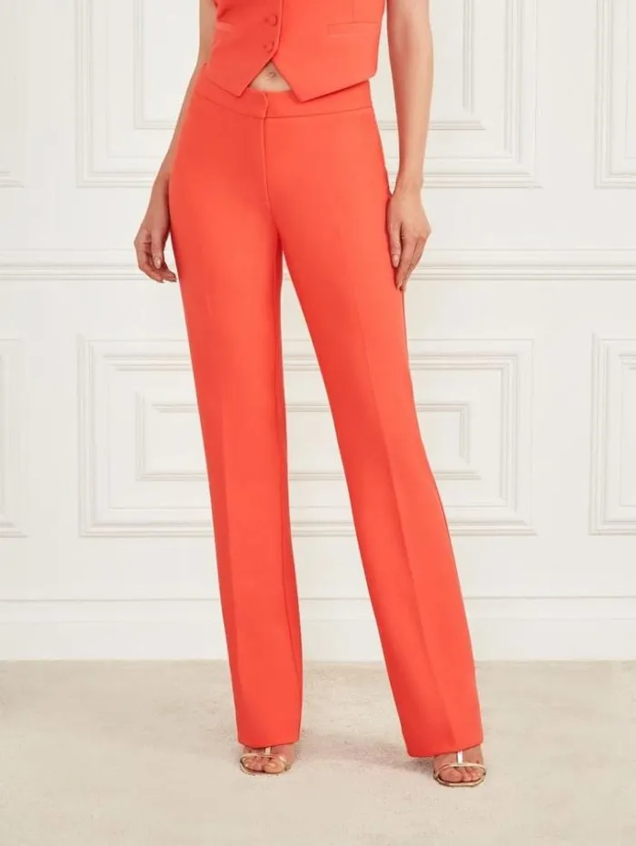 Women Marciano Straight Pants Red Guess Trousers