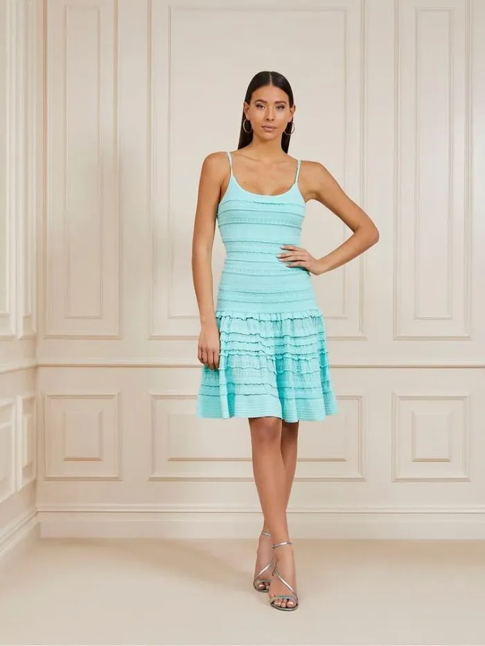 Women Marciano Sweater Flare Dress Light Blue Guess Dresses And Jumpsuits