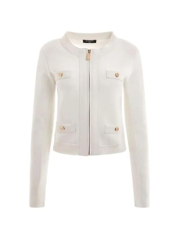 Women Marciano Sweater Jacket White Guess Knitwear And Sweatshirts