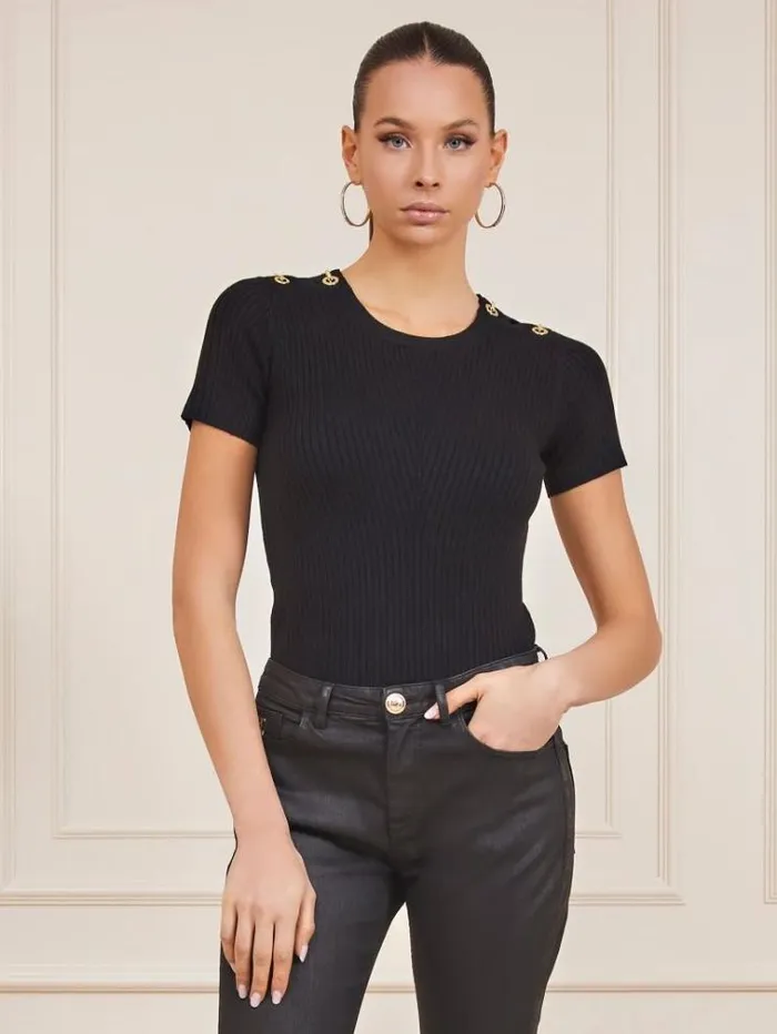 Women Marciano Sweater Top Black Guess Tops And Shirts