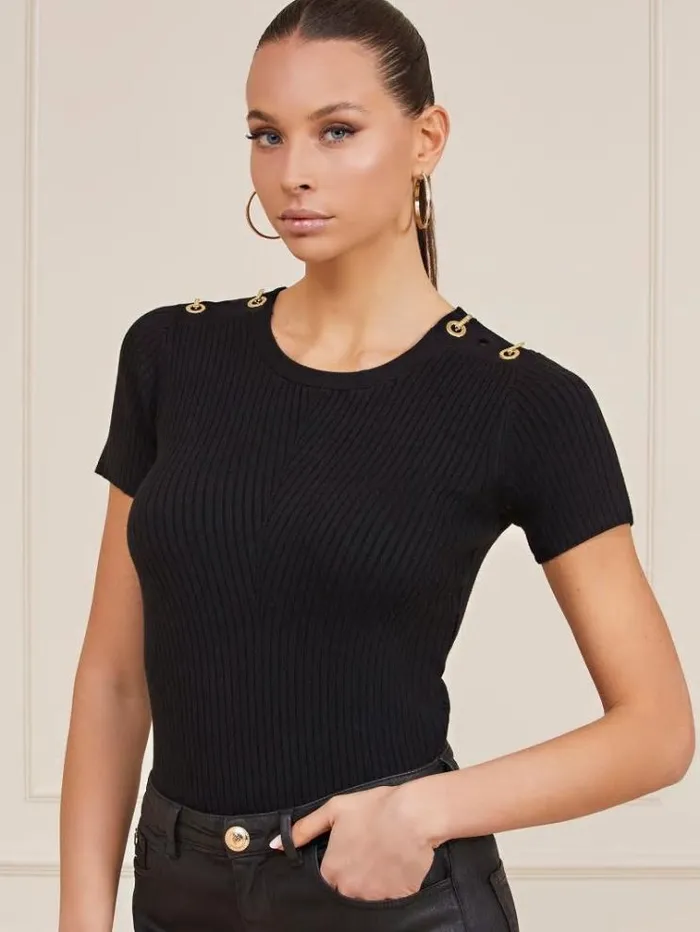 Women Marciano Sweater Top Black Guess Tops And Shirts