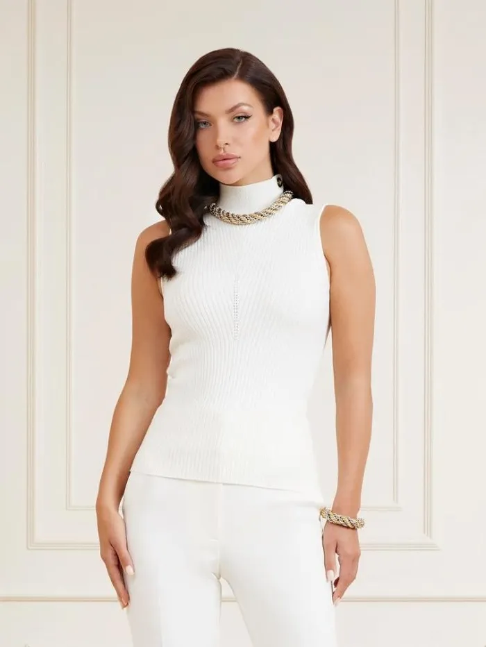 Women Marciano Sweater Vest White Guess Tops And Shirts