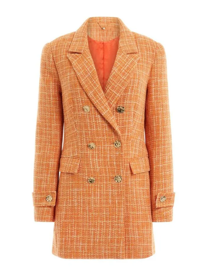 Women Marciano Tweed Blazer Orange Guess Coats And Jackets