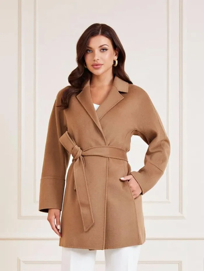 Women Marciano Wool Blend Coat Beige Guess Coats And Jackets