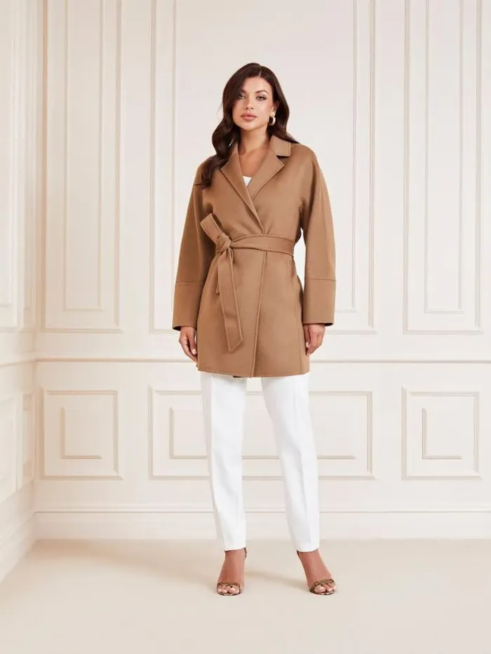 Women Marciano Wool Blend Coat Beige Guess Coats And Jackets