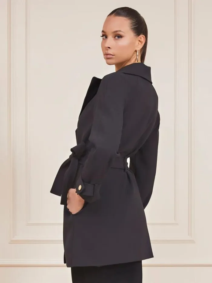 Women Marciano Wrap Up Coat Black Guess Coats And Jackets