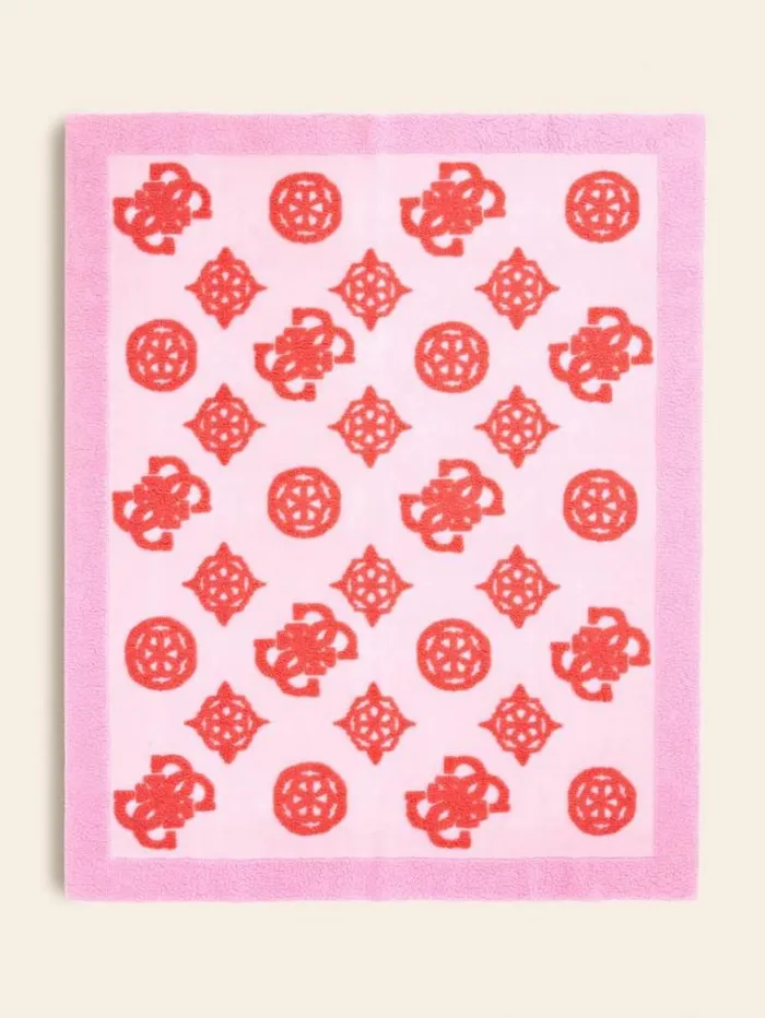 WomenMen 4g And Peony Logo Wool Blanket Multi Pink Guess Home Collection