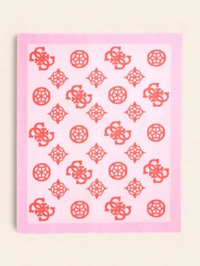 WomenMen 4g And Peony Logo Wool Blanket Multi Pink Guess Home Collection