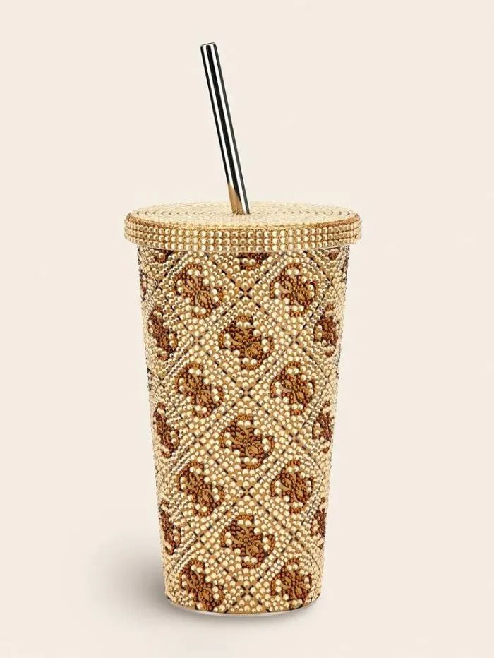 WomenMen 4g Logo Travel Tumbler Cup Beige Guess Home Collection