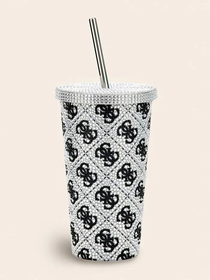 WomenMen 4g Logo Travel Tumbler Cup Silver Guess Home Collection