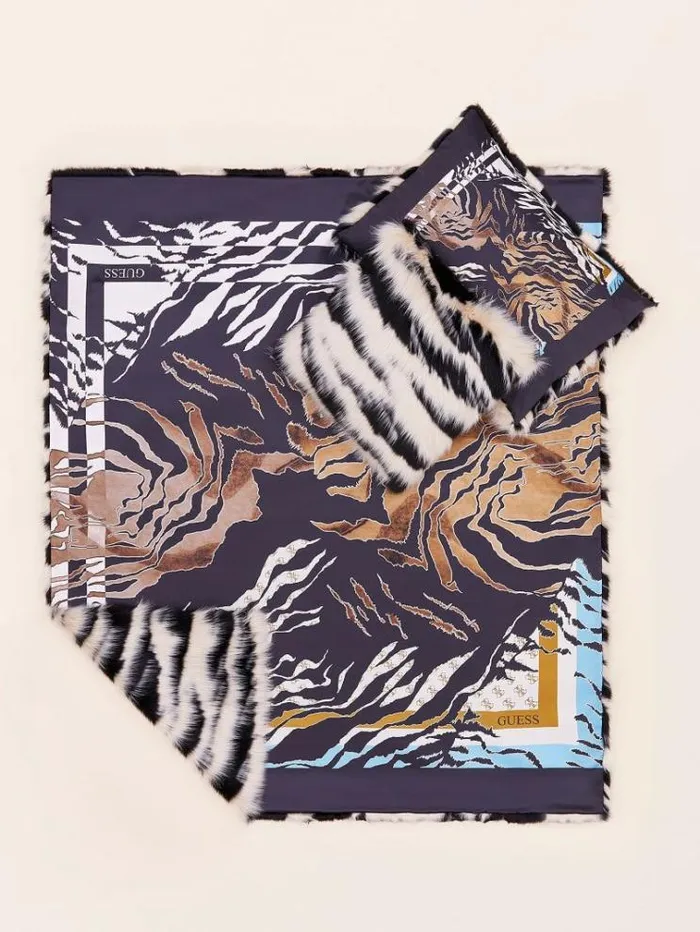 WomenMen Faux Fur Blanket Animalier White Guess Home Collection