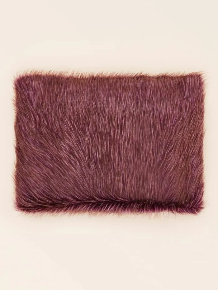 WomenMen Faux Fur Rectangular Cushion Burgundy Guess Home Collection