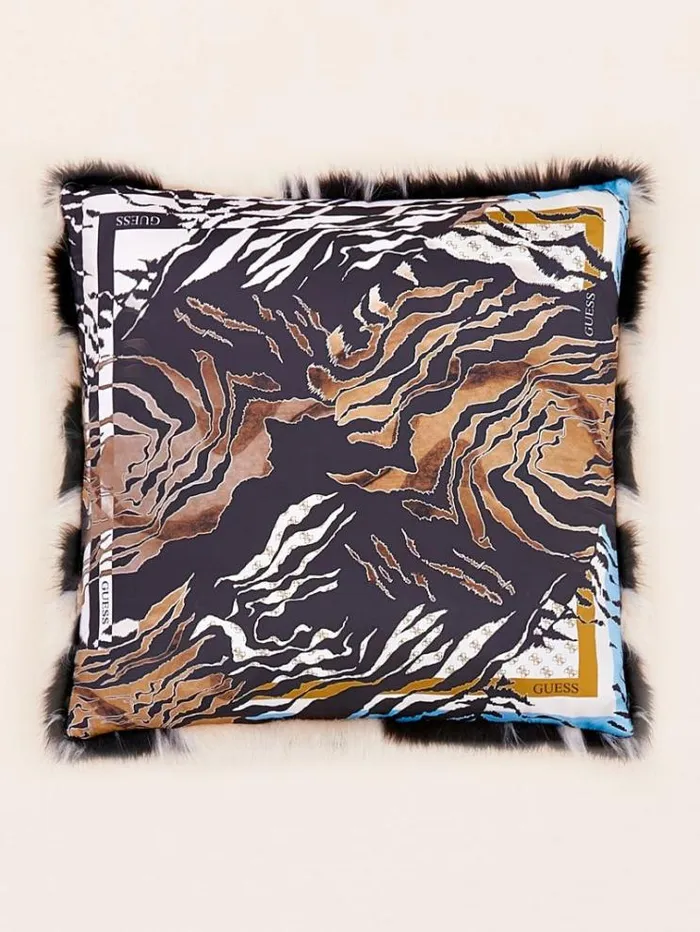 WomenMen Faux Fur Square Cushion Animalier White Guess Home Collection