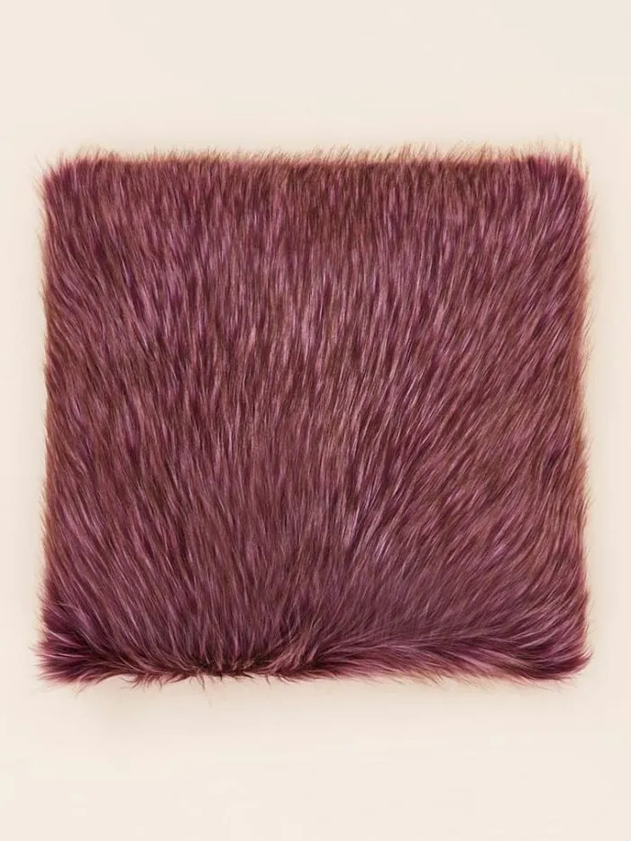 WomenMen Faux Fur Square Cushion Burgundy Guess Home Collection