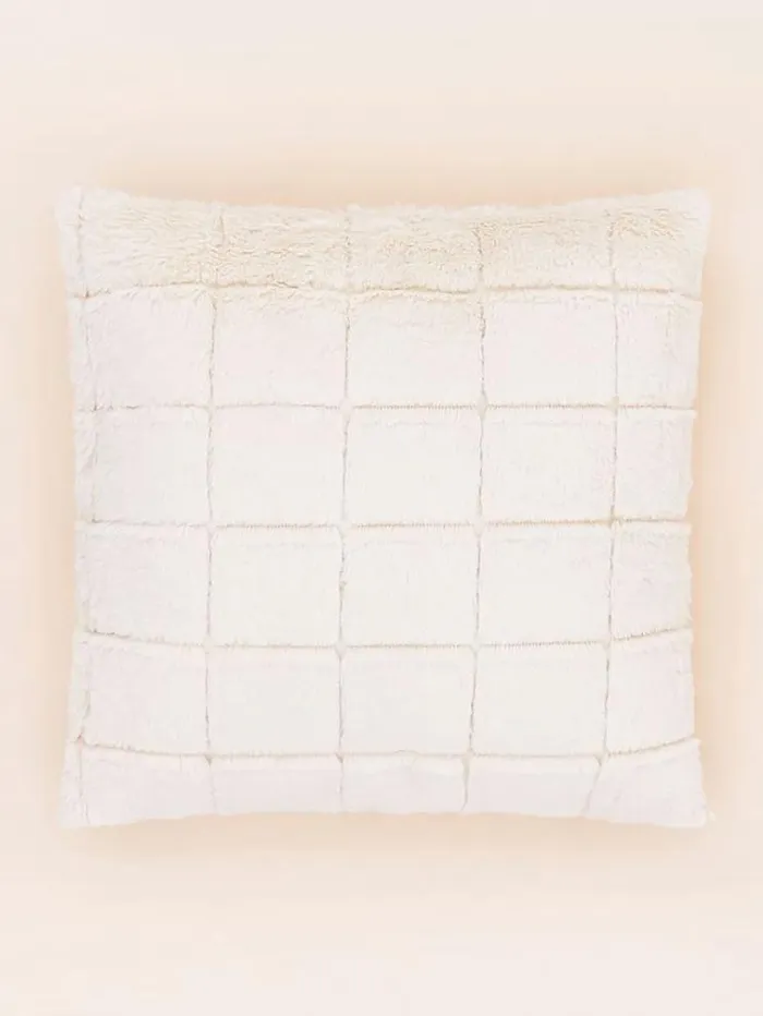 WomenMen Faux Fur Square Cushion White Guess Home Collection