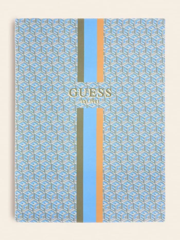 WomenMen G Cube Logo Pile Blanket Blue Multi Guess Home Collection