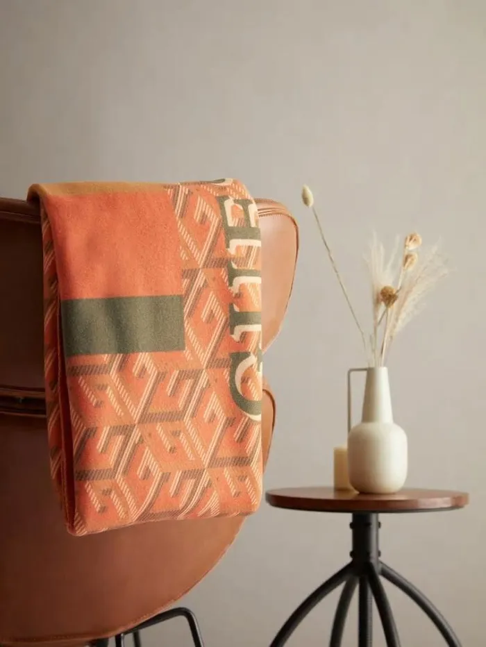 WomenMen G Cube Logo Pile Blanket Shades Of Orange Guess Home Collection