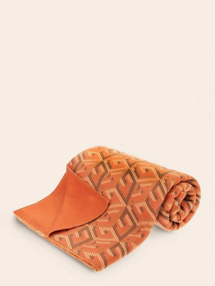 WomenMen G Cube Logo Pile Blanket Shades Of Orange Guess Home Collection