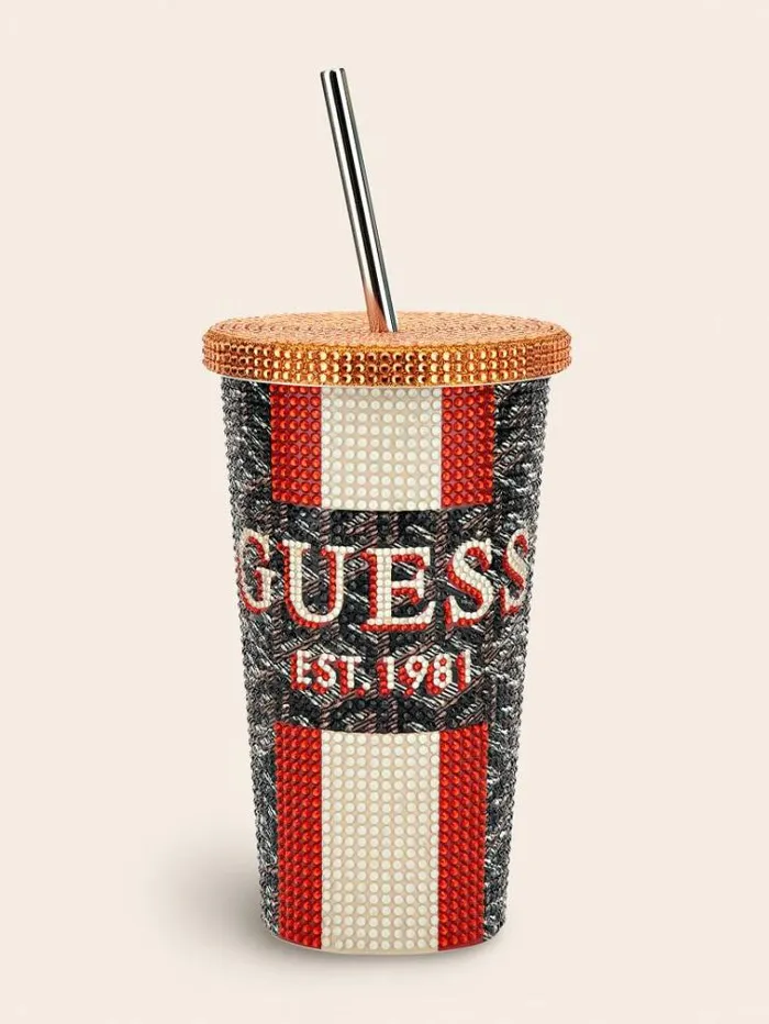 WomenMen G Cube Logo Travel Tumbler Cup Brown Multi Guess Home Collection