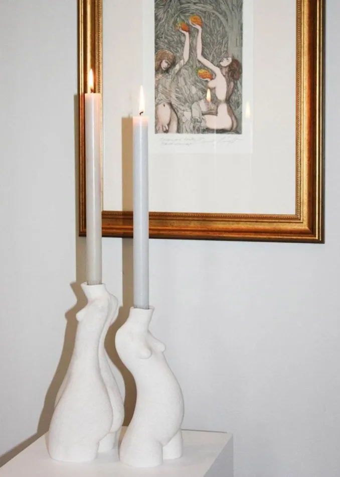 WomenMen The Frankie Shop Candles Anissa Kermiche Tit For Tat Tall Candlestick White