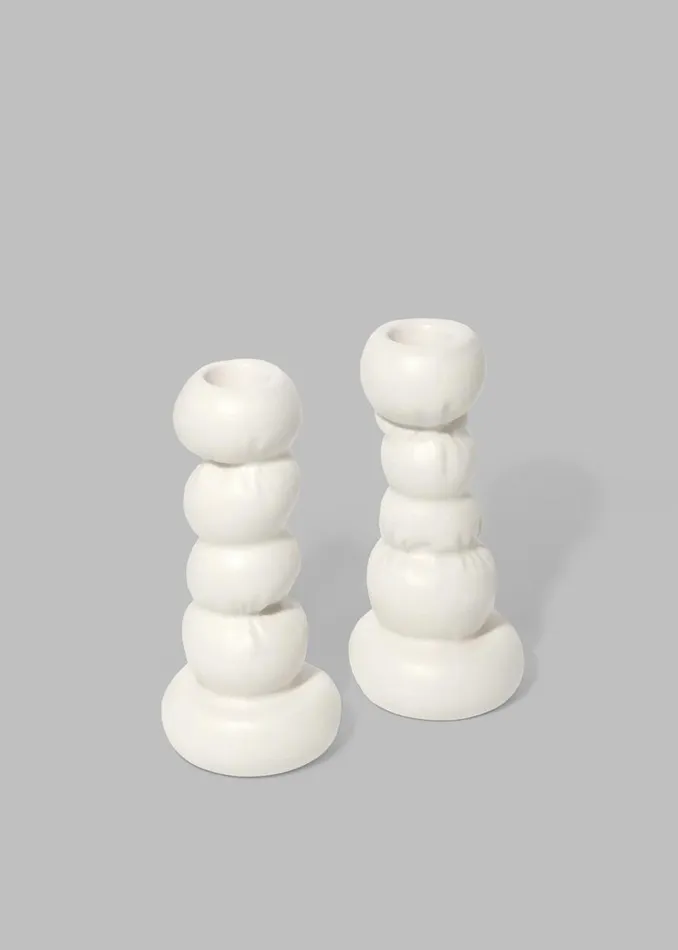 WomenMen The Frankie Shop Decor Completedworks Set Of 2 Candlesticks Matte White WomenMen The Frankie Shop Decor Completedworks Set Of 2 Candlesticks Matte White