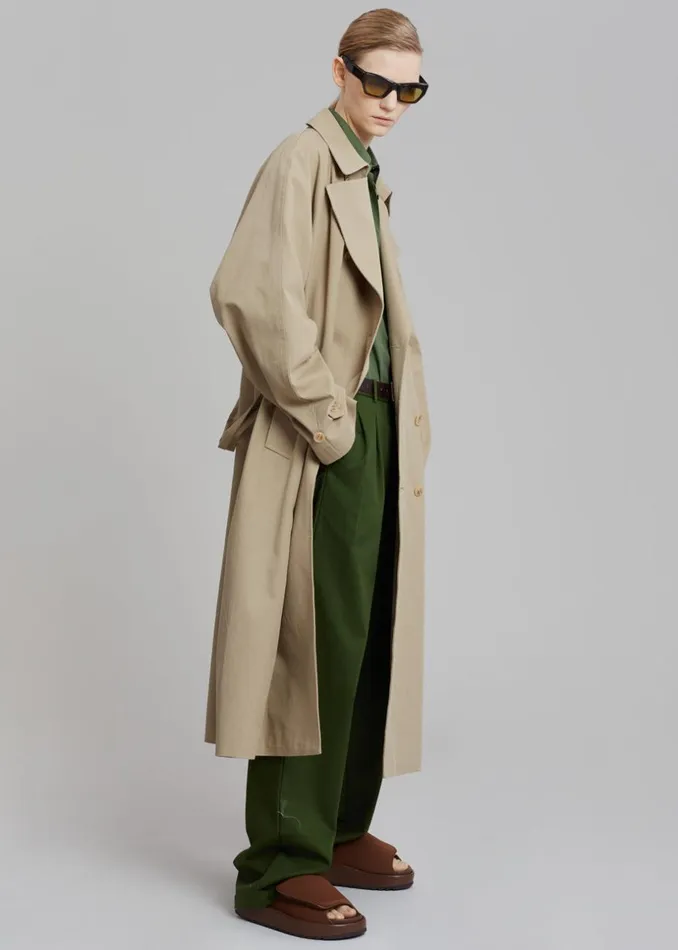 WomenMen The Frankie Shop Outerwear Umi Belted Trench Coat Beige