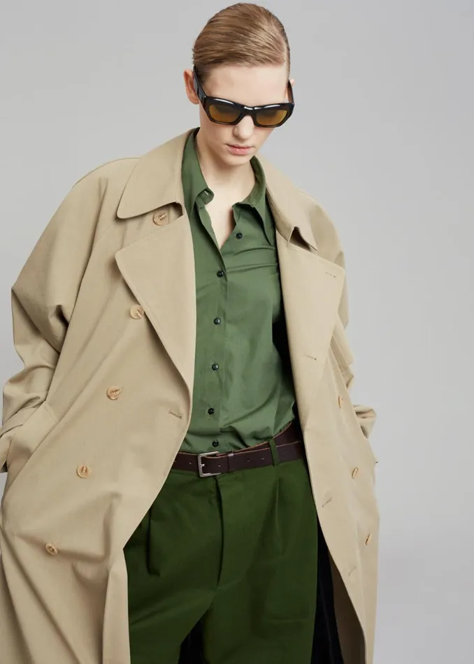 WomenMen The Frankie Shop Outerwear Umi Belted Trench Coat Beige