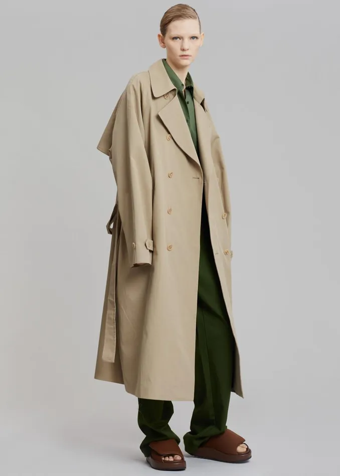 WomenMen The Frankie Shop Outerwear Umi Belted Trench Coat Beige