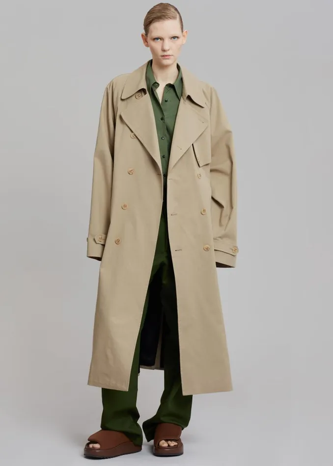WomenMen The Frankie Shop Outerwear Umi Belted Trench Coat Beige