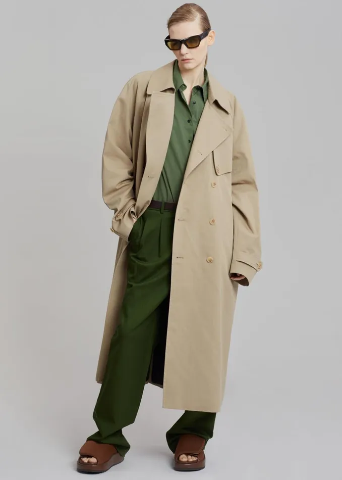 WomenMen The Frankie Shop Outerwear Umi Belted Trench Coat Beige