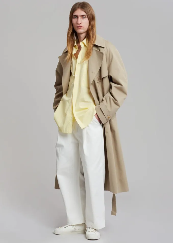 WomenMen The Frankie Shop Outerwear Umi Belted Trench Coat Beige