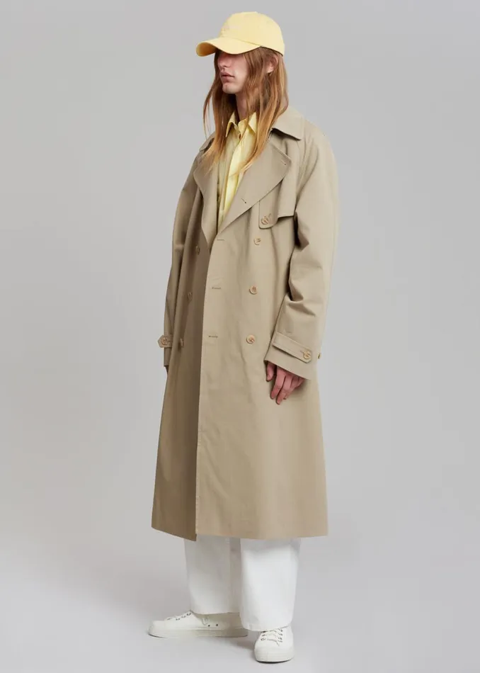 WomenMen The Frankie Shop Outerwear Umi Belted Trench Coat Beige