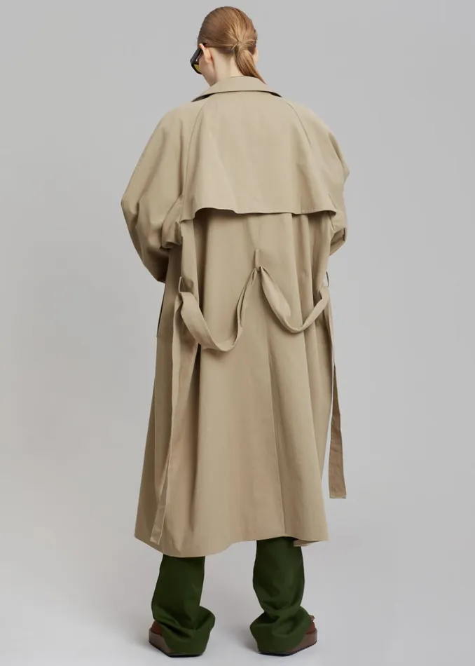 WomenMen The Frankie Shop Outerwear Umi Belted Trench Coat Beige