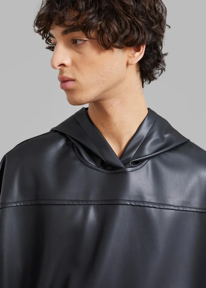 WomenMen The Frankie Shop Tops Aston Faux Leather Hooded Pullover Black
