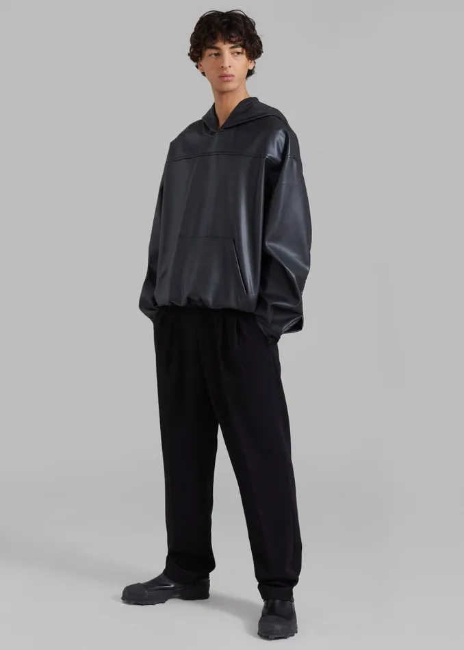 WomenMen The Frankie Shop Tops Aston Faux Leather Hooded Pullover Black