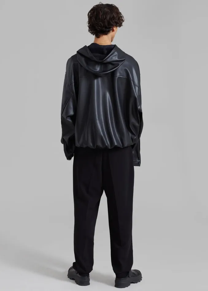 WomenMen The Frankie Shop Tops Aston Faux Leather Hooded Pullover Black